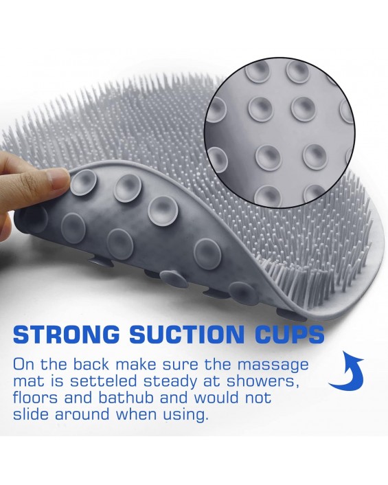 2PACK Shower Foot Scrubber Mat Back Washer Back Exfoliating Bath Wash Pad Wall Mounted Slip Suction Cups Foot Scrubber for Use in Shower Cups Foot Cleaner for Men and Women