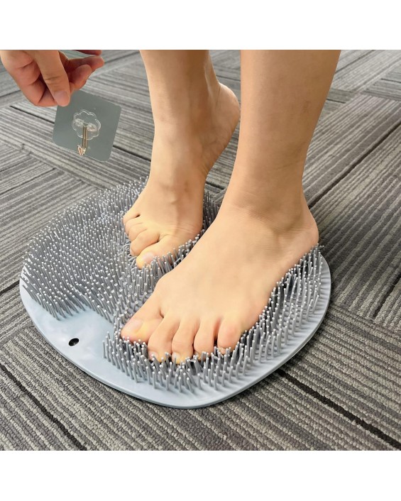 2PACK Shower Foot Scrubber Mat Back Washer Back Exfoliating Bath Wash Pad Wall Mounted Slip Suction Cups Foot Scrubber for Use in Shower Cups Foot Cleaner for Men and Women