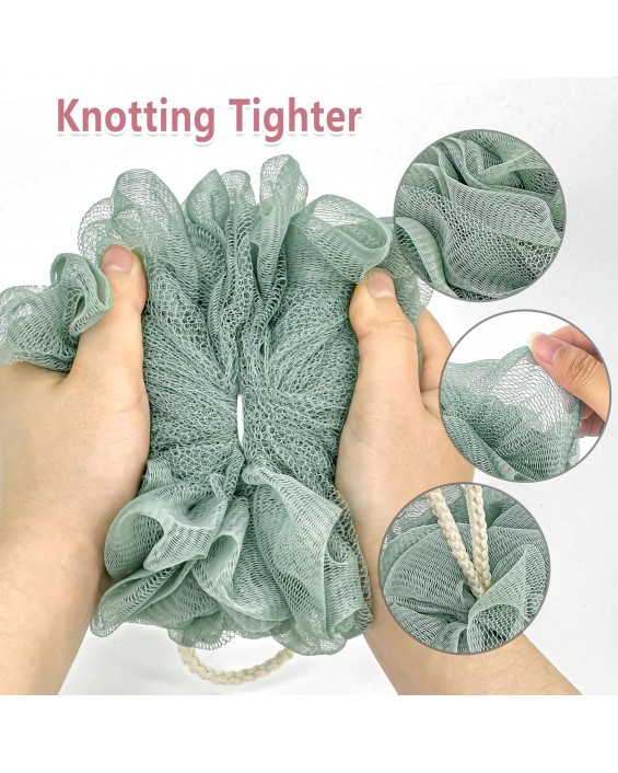 Shower Loofah Bath Sponge, 60G Loofah Exfoliating Body Scrubber, 4 Color Mesh Shower Pouf Balls for Body Wash 
