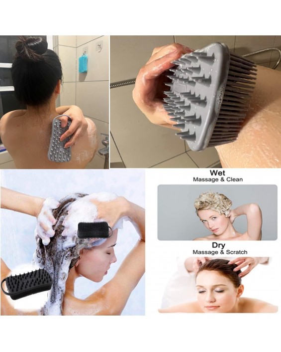 2Pack Dual Sided Silicone Body Scrubber for Exfoliating, Shower&Scalp Massage, 2 in 1 Bath&Shampoo Brush,Soft Body Exfoliator Silicone Loofah Shower Scrubber Brush for All Kinds of Skin