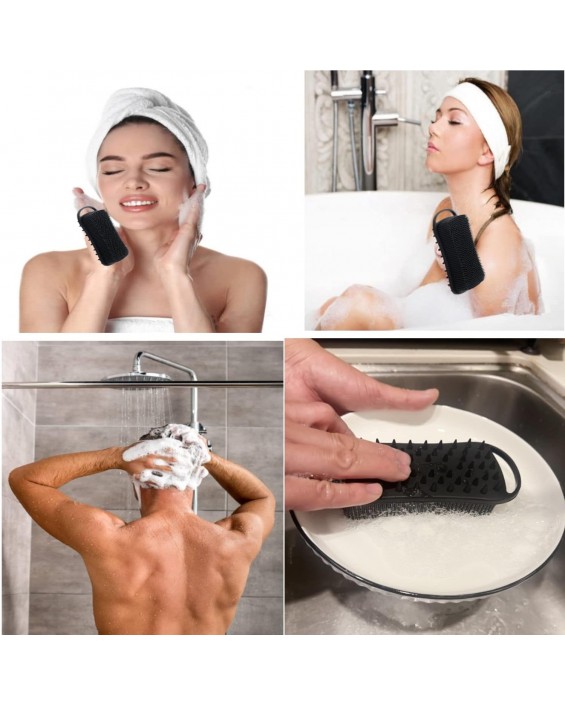 2Pack Dual Sided Silicone Body Scrubber for Exfoliating, Shower&Scalp Massage, 2 in 1 Bath&Shampoo Brush,Soft Body Exfoliator Silicone Loofah Shower Scrubber Brush for All Kinds of Skin