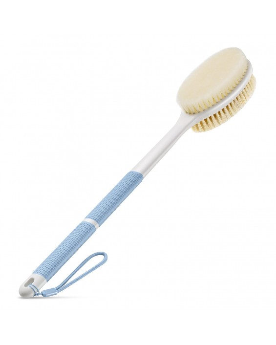 Back Scrubber Anti Slip for Shower,Shower Brush Long Handle with Stiff and Soft Bristles,Body Exfoliator for Bath or Dry Brush