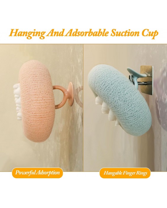 2Pcs Upgrade 2-in-1 Sunflower Bath Ball,Soft Bath Ball with Hanging and Adsorbable Suction Cup，Exfoliating Bath Sponges for Shower Women Men