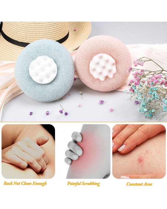 2Pcs Upgrade 2-in-1 Sunflower Bath Ball,Soft Bath Ball with Hanging and Adsorbable Suction Cup，Exfoliating Bath Sponges for Shower Women Men