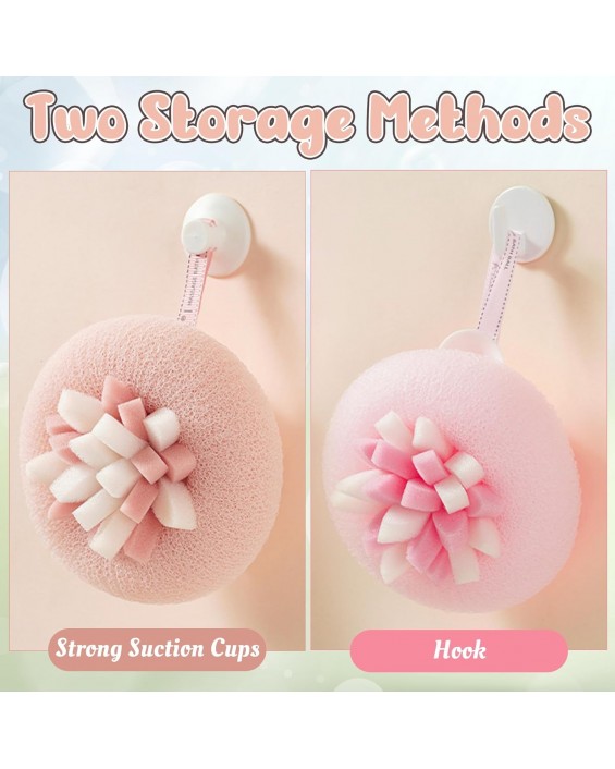 Suction Cup Bath Ball - 4PCS 3D 2-in-1 Soft Shower Sponge with Hanging, Bathroom Exfoliating Loofah Sponge for Women Men Washing, 360° Ventilation Holes Body Cleaning Brush Wash Accessories Suction Cup Bath Ball - 4PCS 3D 2-in-1 Soft Shower Sponge with Hanging, Bathroom Exfoliating Loofah Sponge for Women Men Washing, 360° Ventilation Holes Body Cleaning Brush Wash Accessories