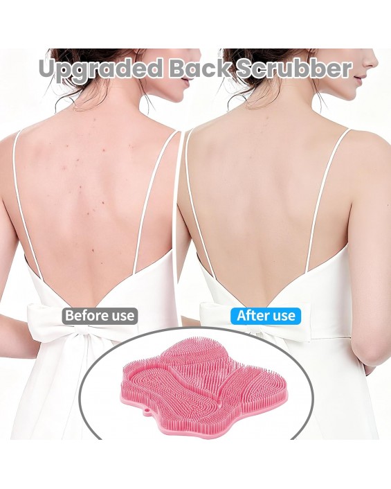 Shower Foot Scrubber Mat,Shower Foot and Back Scrubber with Wall Mount Suction Cups,Foot Scrubber for Use in Shower for Improve Skin Exfoliation(Pink)