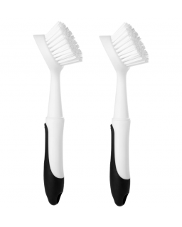 Dish Brush with Handle, Dish Scrub Brush with Built-in Scraper, Nylon Dish Scrubber, Kitchen Brushes for Dishes,Pots, Pans and Sinks 2 Pack