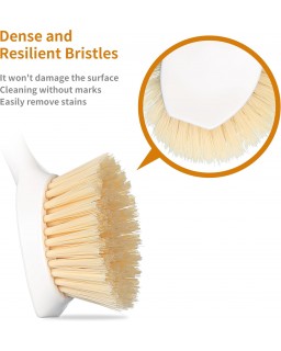 2 Pack Kitchen Dish Brush Bamboo Handle Dish Scrubber Built-in Scraper, Scrub Brush for Pans, Pots, Kitchen Sink Cleaning, Dishwashing and Cleaning Brushes are Perfect Cleaning Tools