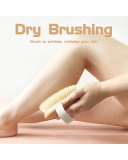 Bamboo Dry Body Brush Shower Brushing Removes Dry Skin with Massage Nodes Exfoliating Bath Brushes Body Scrubber