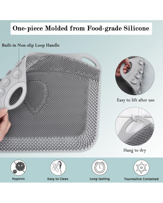 Large Shower Foot Scrubber Mat, Silicone Foot Cleaner Brush to Clean, Exfoliate and Massage Feet Without Bending Over, Improve Foot Appearance and Overall Health Large Shower Foot Scrubber Mat, Silicone Foot Cleaner Brush to Clean, Exfoliate and Massage Feet Without Bending Over, Improve Foot Appearance and Overall Health