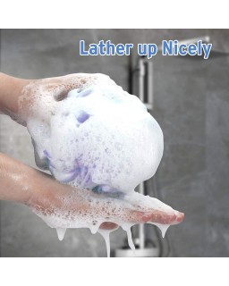 Bath Shower Loofah Sponge 60g Bath Mesh Pouf Shower Ball Body Scrubber Exfoliating Bath Sponge for Women and Men, Set of 4, Flower