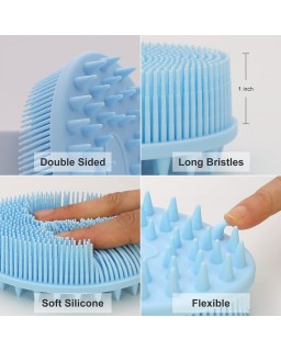 Upgrade 2 in 1 Bath and Shampoo Body Brush, Silicone Body Scrubber for Use in Shower, Exfoliating Body Brush, Premium Silicone Loofah, Head Scrubber, Scalp Massager/Brush, Easy to Clean