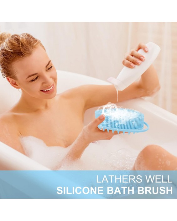 Upgrade 2 in 1 Bath and Shampoo Body Brush, Silicone Body Scrubber for Use in Shower, Exfoliating Body Brush, Premium Silicone Loofah, Head Scrubber, Scalp Massager/Brush, Easy to Clean Upgrade 2 in 1 Bath and Shampoo Body Brush, Silicone Body Scrubber for Use in Shower, Exfoliating Body Brush, Premium Silicone Loofah, Head Scrubber, Scalp Massager/Brush, Easy to Clean