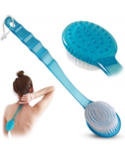Bath Body Brush Long Handle Back Shower Brush Exfoliating Back, Body, and Feet Scrubber Soft Nylon Bristles (Blue)