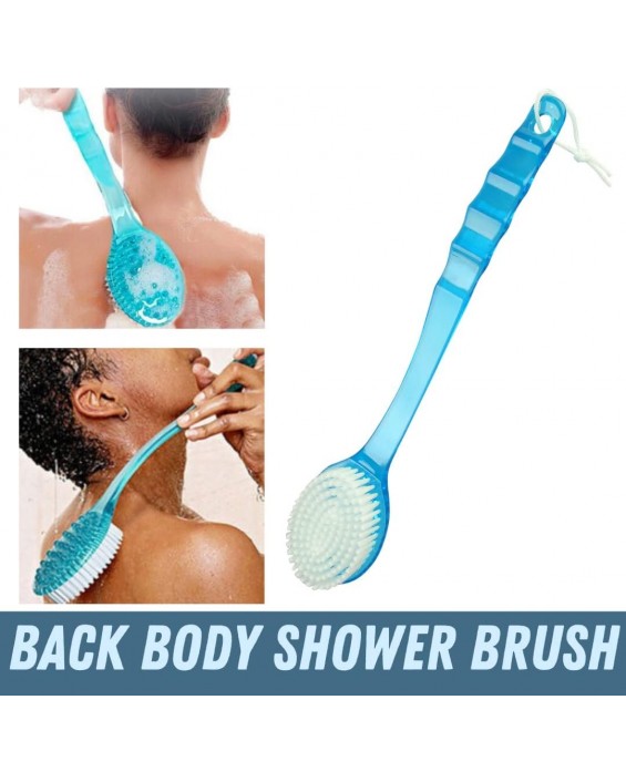 Bath Body Brush Long Handle Back Shower Brush Exfoliating Back, Body, and Feet Scrubber Soft Nylon Bristles (Blue)