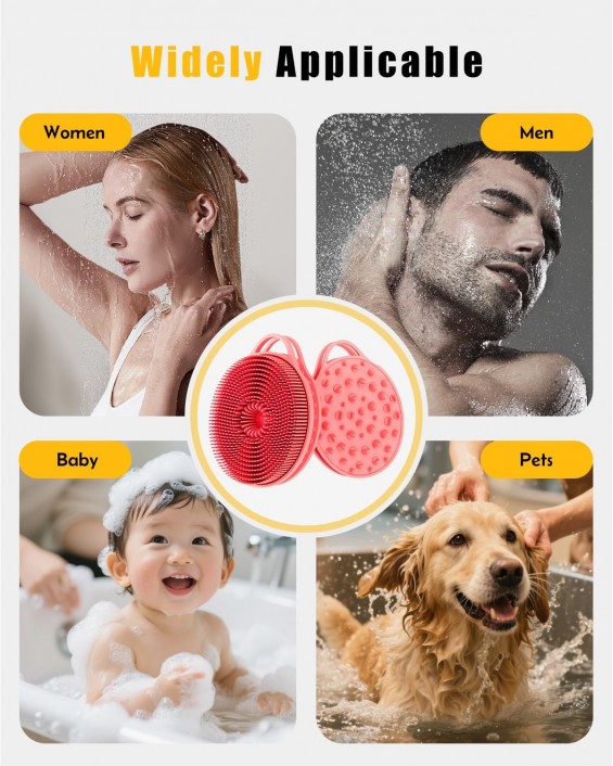 2 in 1 Silicone Body Scrubber, Anti Cellulite Massage Scrubber, Exfoliating Shower Brush for Men & Women, Removes Dead Skin, Reduces Cellulite, Improves Circulation, Fast Dry, Non Slip